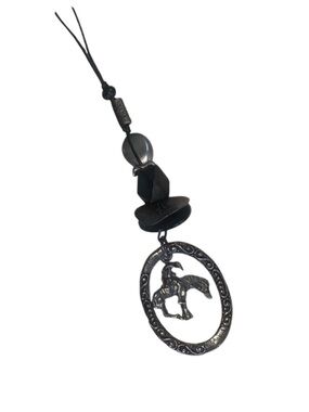 Silver "End of the Trail’ Necklace, long leather cord OOAK